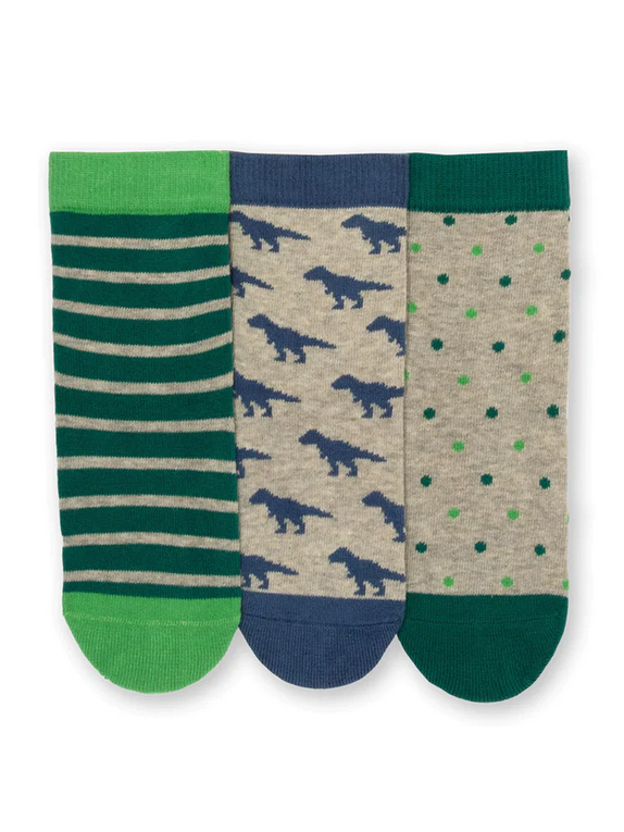 Dino Socks / Sokken 3-pack Green - Kite Clothing