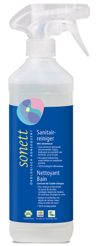 Sonett Sanitairreiniger Spray parfumvrij met citroenzuur tegen kalk en zeepresten