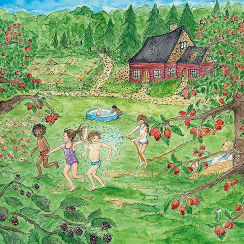 Toverplaat Red Cottage: "Summer" Silhouette  – Eentje van Margo