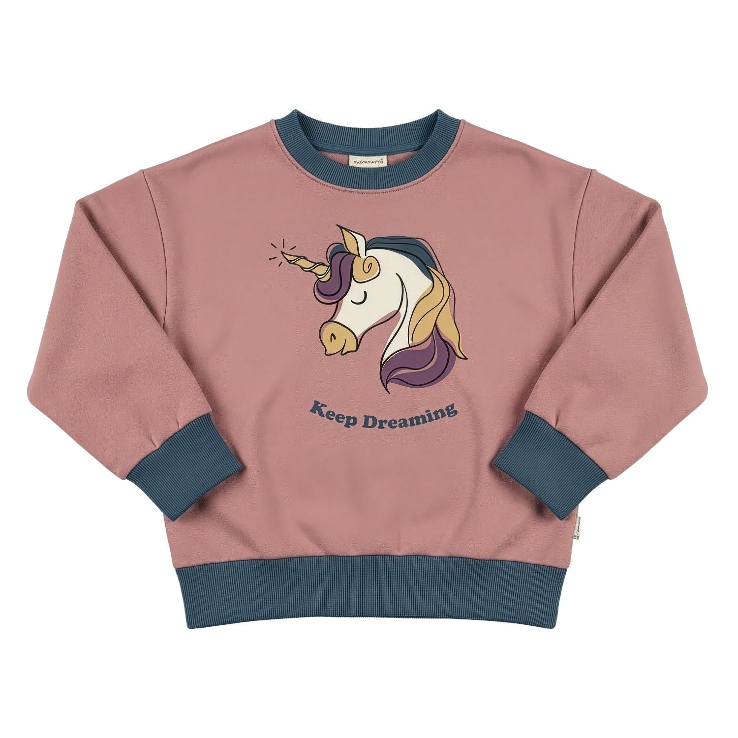 Maxomorra sweatshirt Unicorn Keep Dreaming met eenhoornprint van biologisch katoen in loose fit