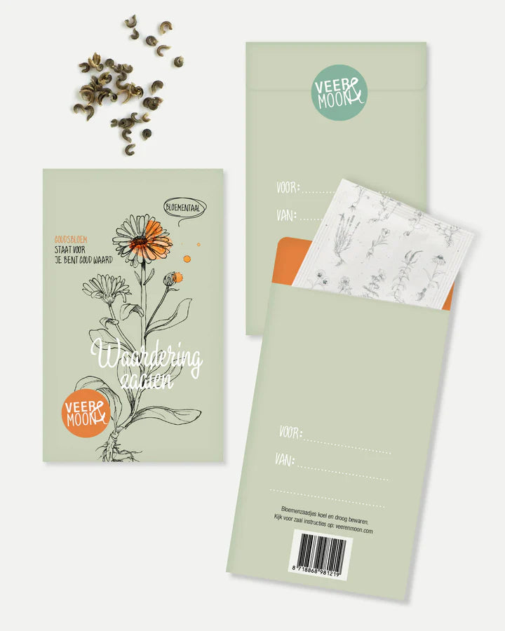 Bloemenzaden 'Waardering Zaaien' met Goudsbloem - Veer&Moon
