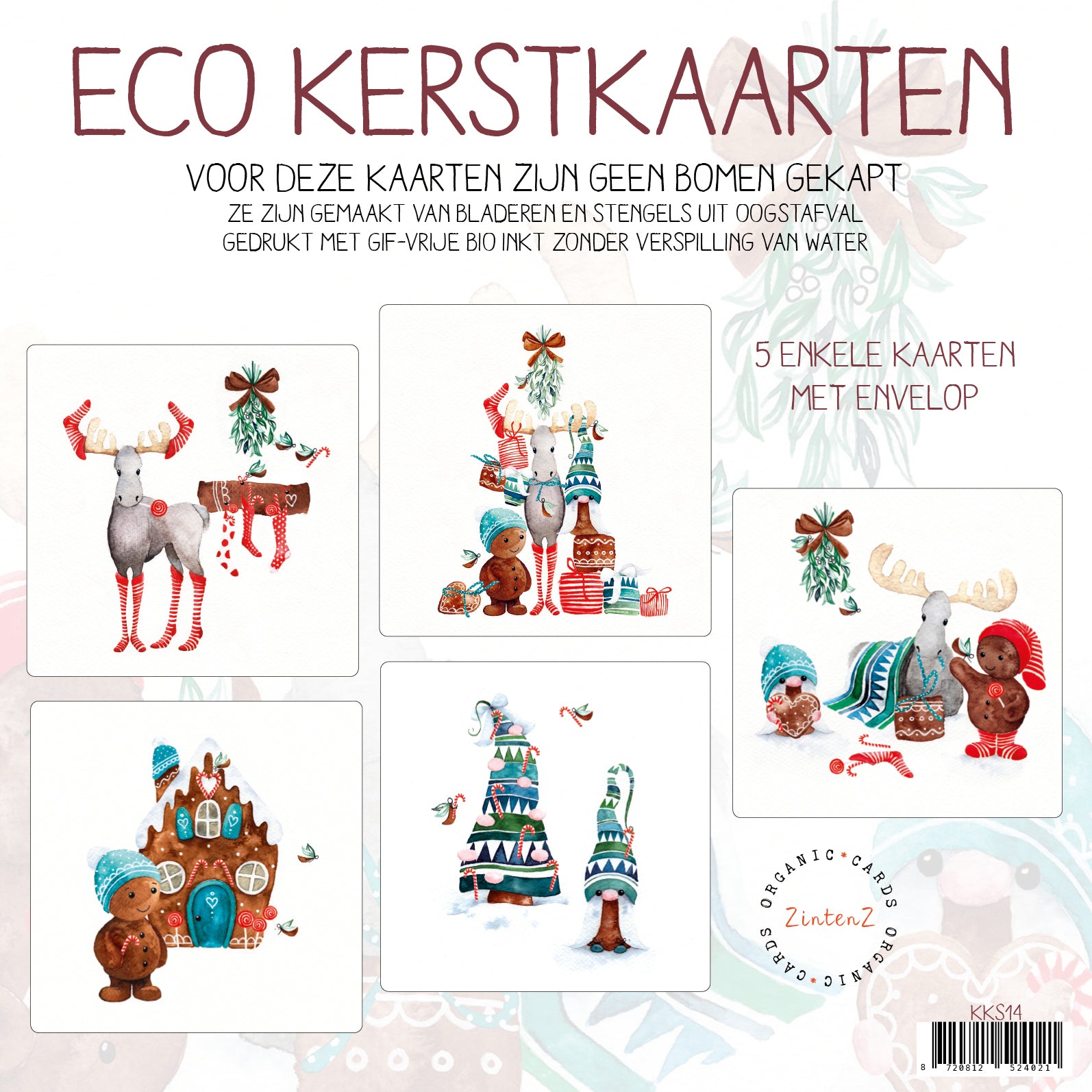 Margriet 2024 Kerstkaarten Set 5 verschillende stuks – Zintenz Organic Cards