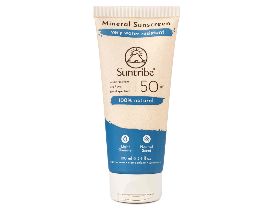 Suntribe SPF 50 minerale zonnebrand water resitant 100 ml – natuurlijke reef safe zonnebrand met lichte tint zonder chemische UV-filters