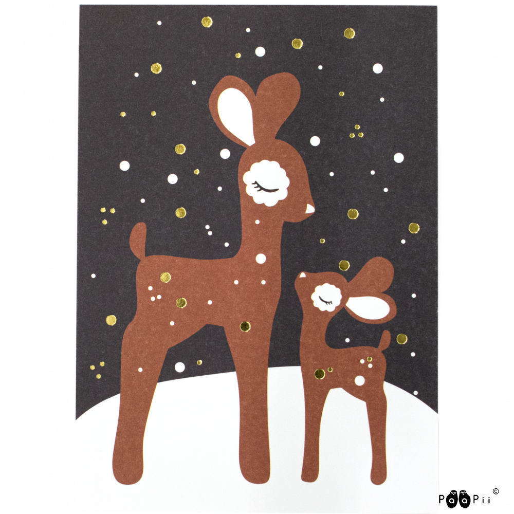 Postcard Bambi's in the snow – Paapii Design