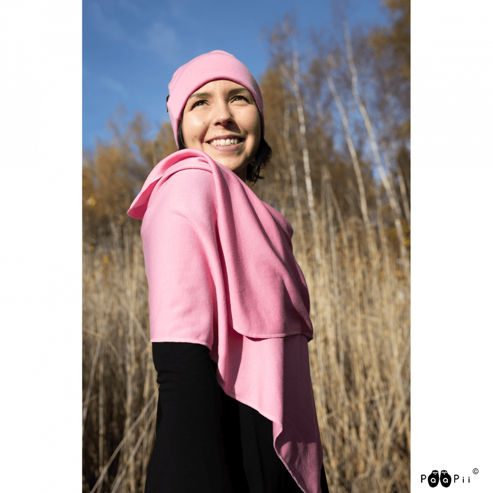 Sjaal / Scarf 100% Merinowol Light Pink – Paapii Design