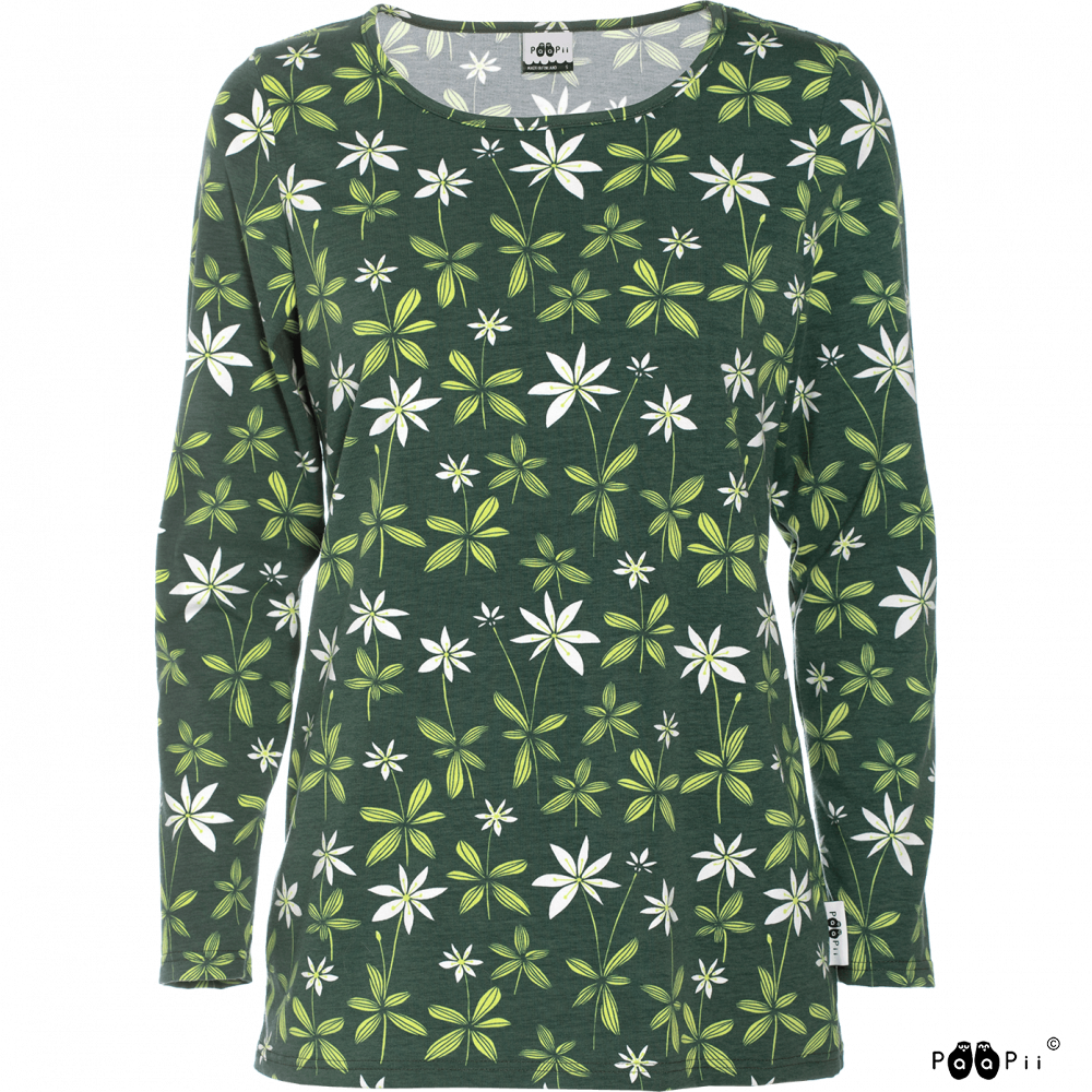 Longsleeve AAVA Shirt Starflower Dark Green S-XXXL - Paapii Design