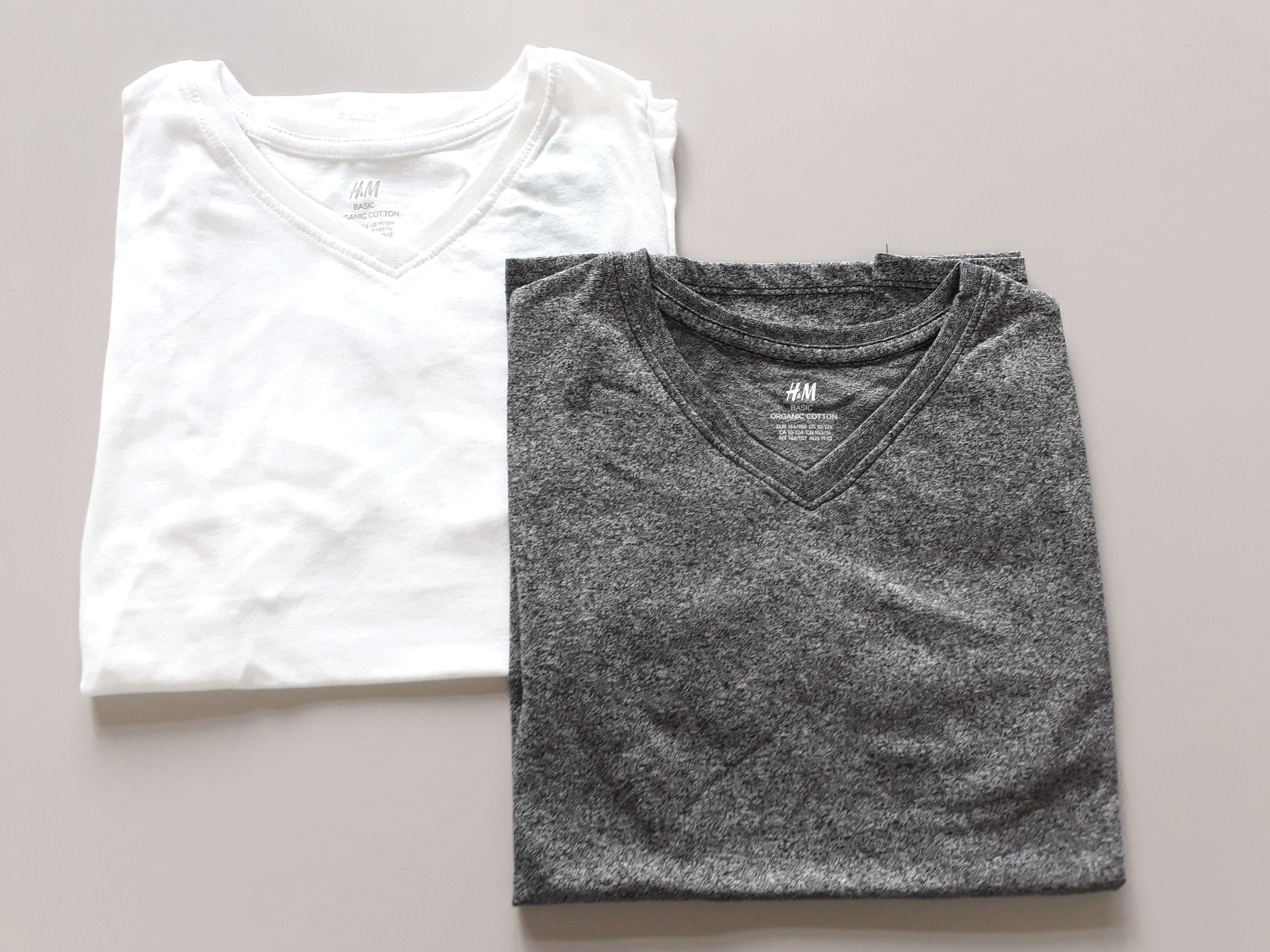 2-Pack T-shirt V-hals grijs/wit Tiener - 2dehands nieuw