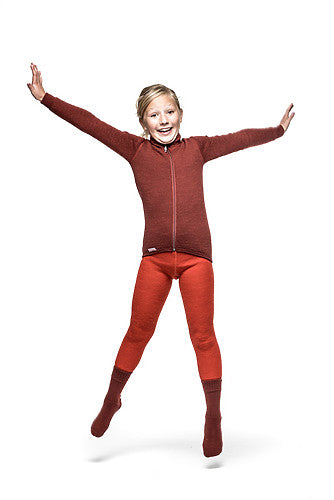 Kids Vest / Full Zip Jacket 400 Rust Red - Woolpower