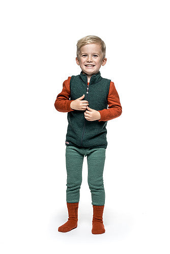 Kids Vest Mouwloos 400 Forest Green - Woolpower