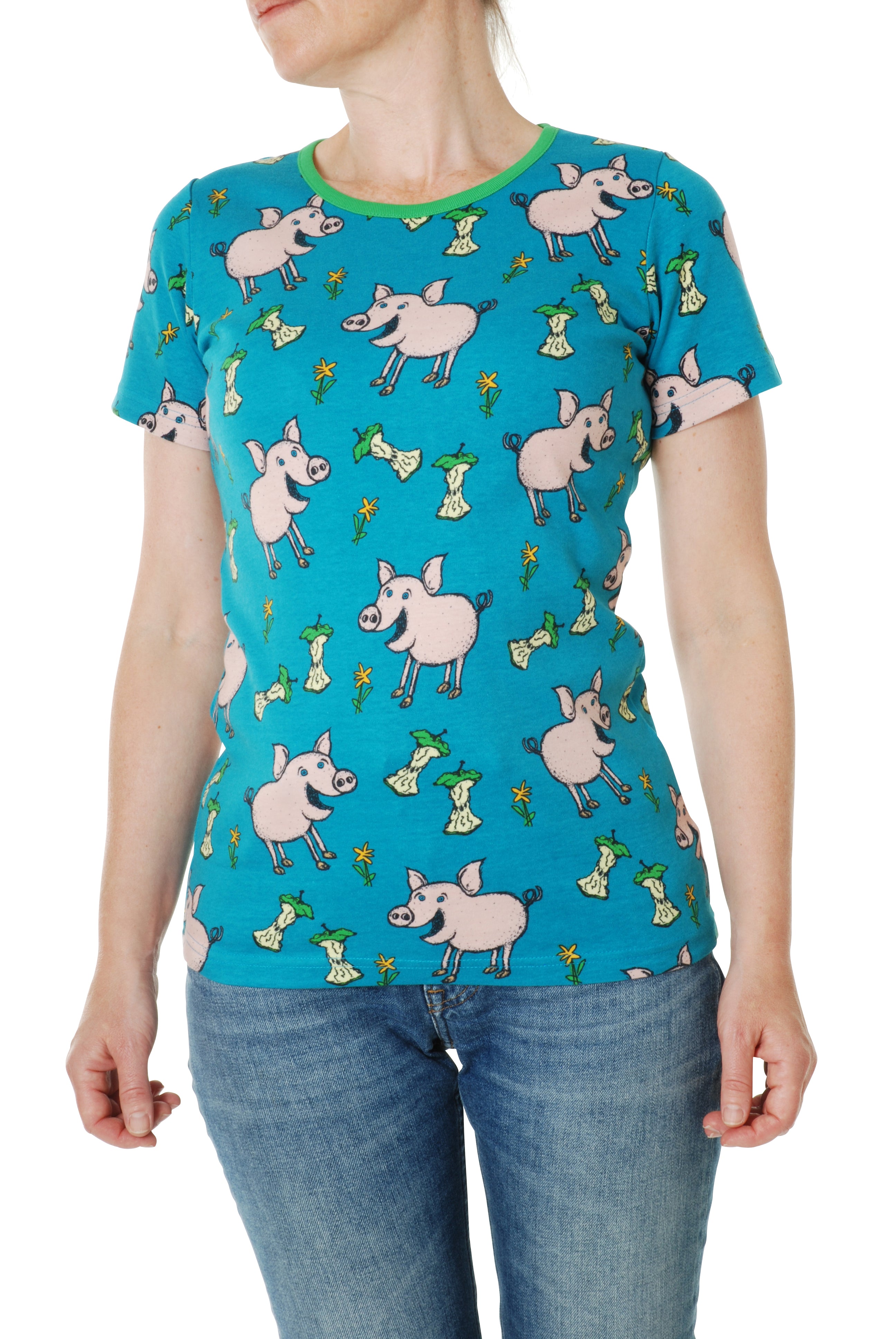 T-shirt Adult / Short Sleeve Top Pig Teal - Duns Sweden