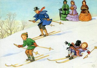 Kaart Peter en Lotta kerstfeest - Elsa Beskow – K. Hjelm Förlag