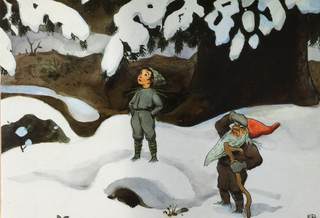 Kaart kabouters in een besneeuwd bos - Elsa Beskow – K. Hjelm Förlag
