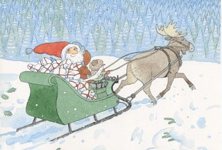 Kaart Kerstman op de slee - Egon Och Julgubben - Catarina Kruusval – K. Hjelm Förlag
