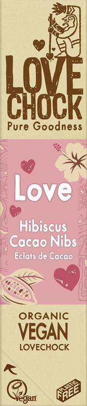 Bio Chocolade Hibiscus Cacao Nibs (glutenvrij & vegan) - Lovechock
