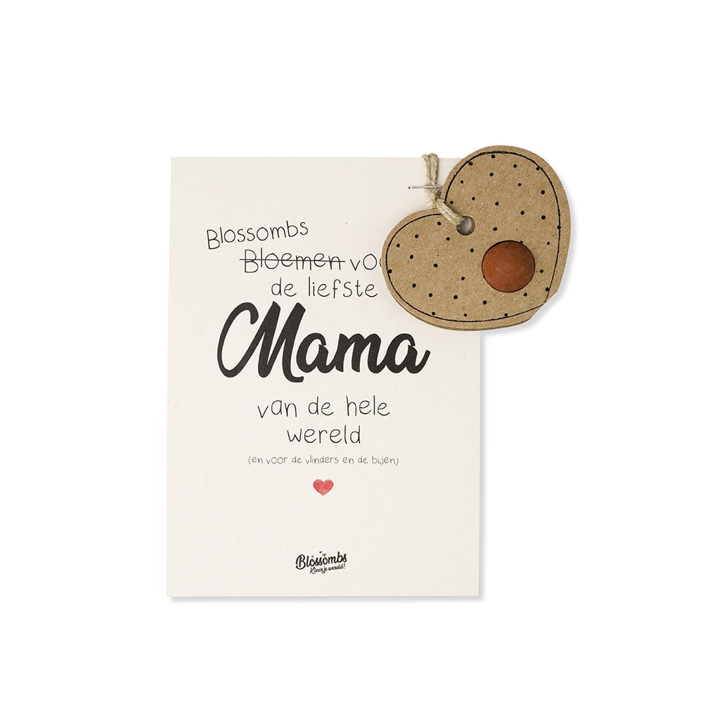Kaart “voor de liefste mama” met zaadbommetje in hartjesvorm – Blossombs