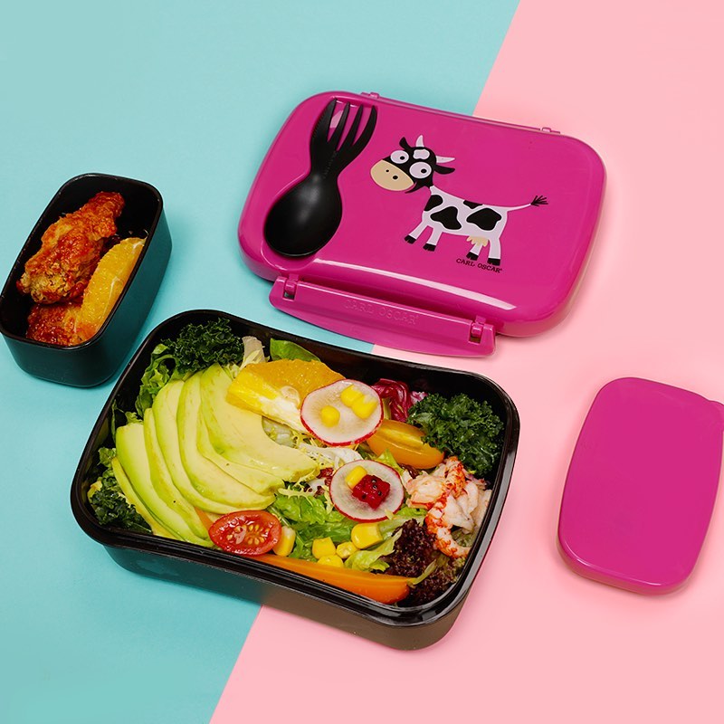 N'ice Box Kids Lunchbox met koelelement – Cow Pink – Carl Oscar
