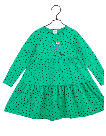 Jurk Speckle Ruffle Dress green – Pippi Langkous