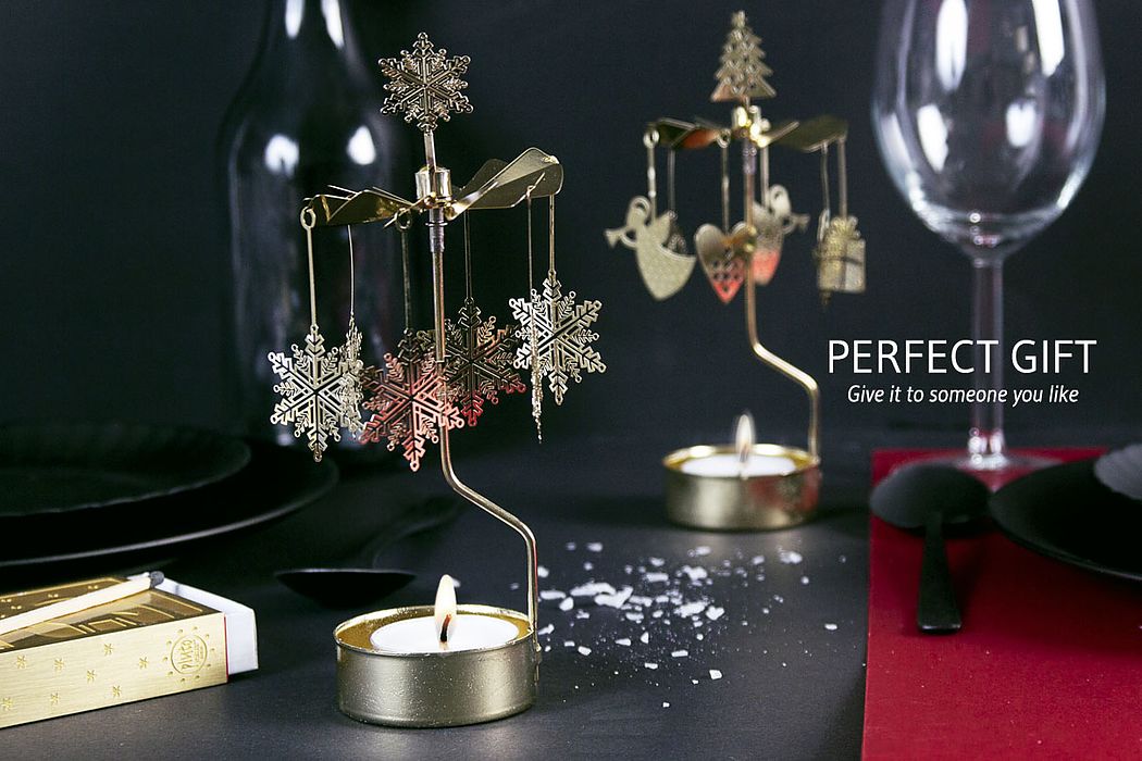 Rotary candle holder Snow Flake Gold - Pluto Produkter