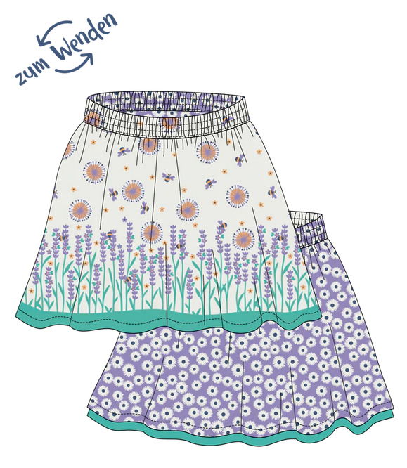 Rok (Reversible) Lavender Love Skirt - Kite Clothing