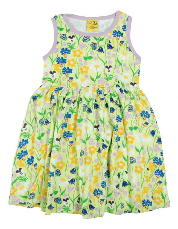 Jurk / Sleeveless Dress w Skirt Midsummer Flowers Sharp Green - Duns Sweden