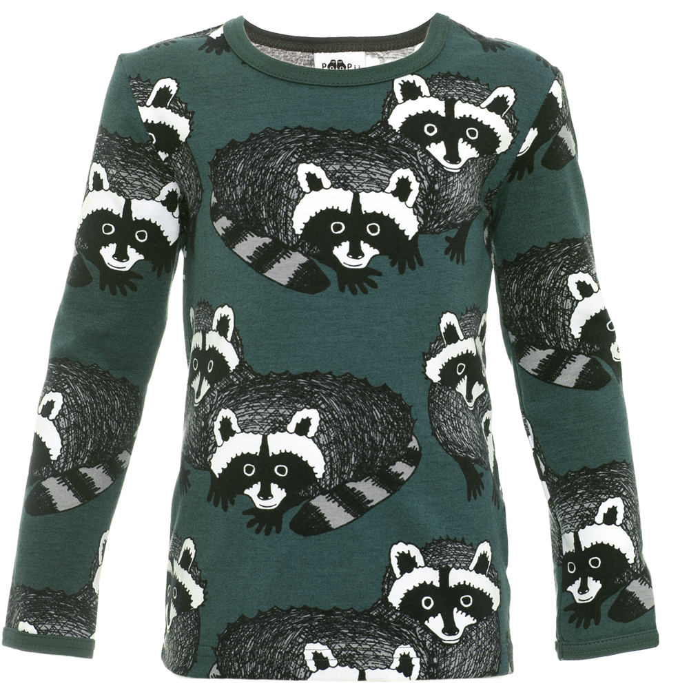 Longsleeve ULJAS Shirt Raccoon Dark Green Grey 86 – Paapii Design