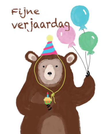 Wenskaart Fijne verjaardag beer - Aardkaart