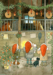 Kaart Kerstfeest in de stal - Det går framåt, Ponthus! - Catarina Kruusval – K. Hjelm Förlag